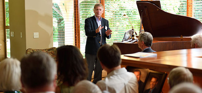 Ian Gray, MSU’s former Vice President for Research and Graduate Studies, speaks to recital attendees. image