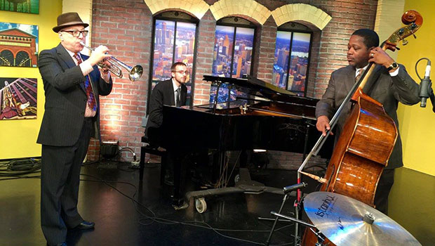 Brian Lynch with Rodney Whitaker performed at Fox 2 News studios in Detroit.  image