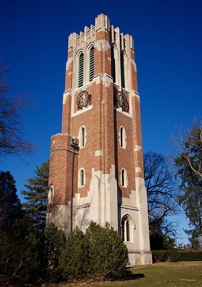 Beaumont Tower, MSU, blue sky