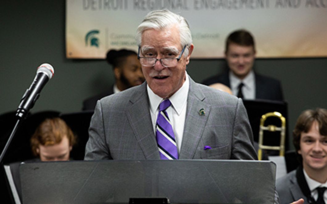 MSU College of Music Dean James Forger spoke at the December 7 event in Detroit about the MSUFCU DREAM Fund being the latest in a series of major programs supported by MSUFCU.