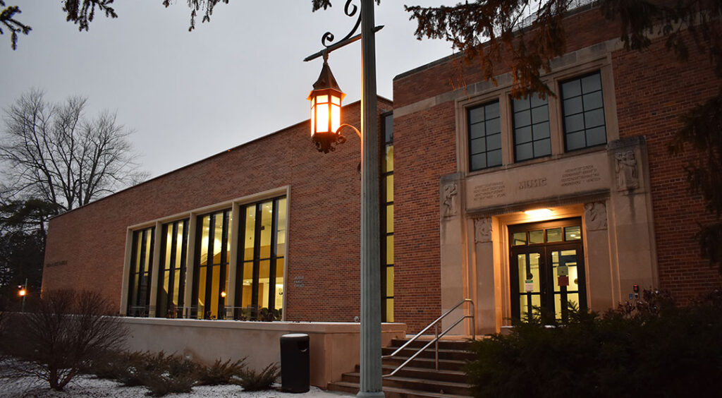 View of entrance to MSU Music Building