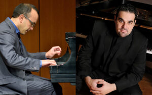 Pianists Derek Kealii Polischuk and Sarkis Baltaian.