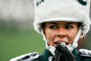 Close of photo of a member of the Spartan Marching Band