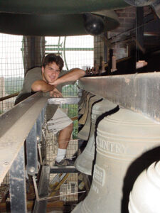 Jon Lehrer posing in the bell tower