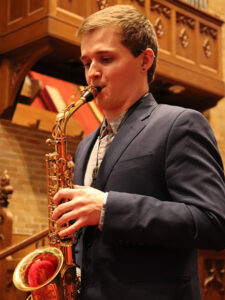 Emmet Harris playing saxophone 