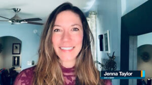 Woman smiling on a Zoom meeting 