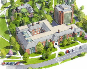 Aerial conceptual rendering of MSU Music School