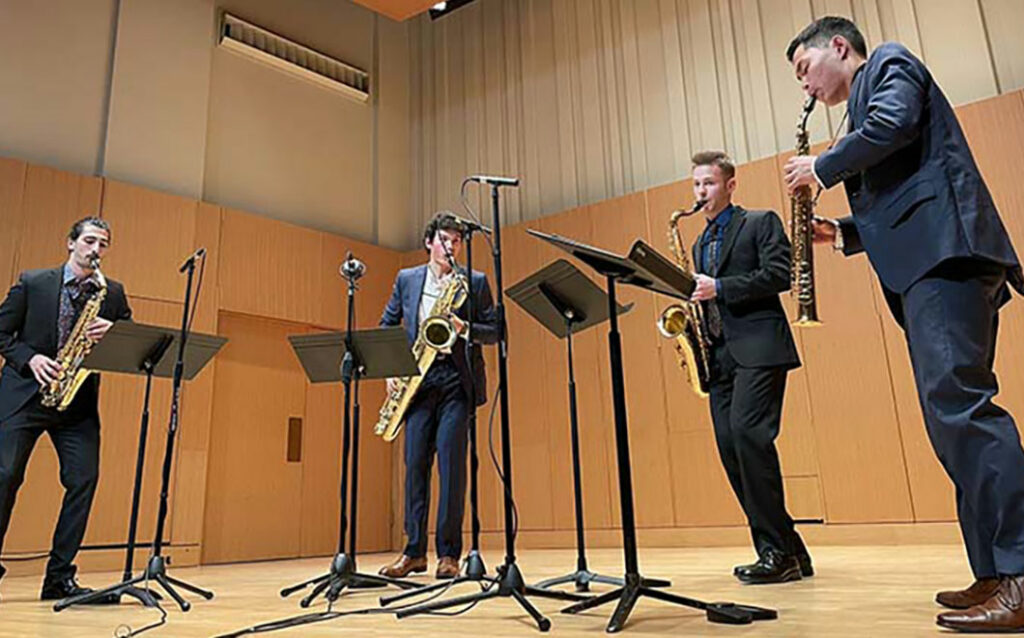 Saxophone quartet perfomring 