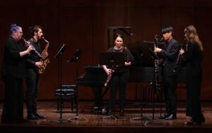 Chamber Music Showcase Concert. Five performers on stage.