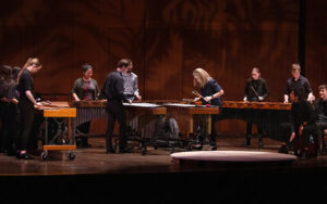 Percussion Ensemble performing on stage.