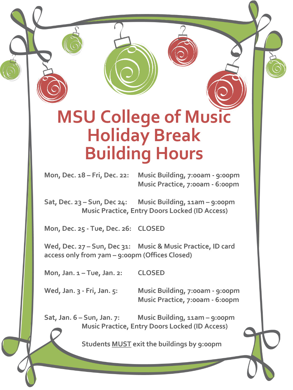 Holiday Break Building Hours