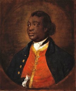 Portrait painting of Charles Ignatius Sancho, dressed in formal attire of the 18th-century.