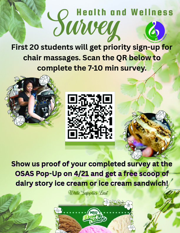 Flyer for health and wellness survey with a qr code