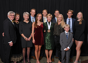 a group of people smiling