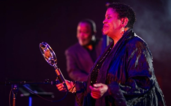 a singer and bassist performing