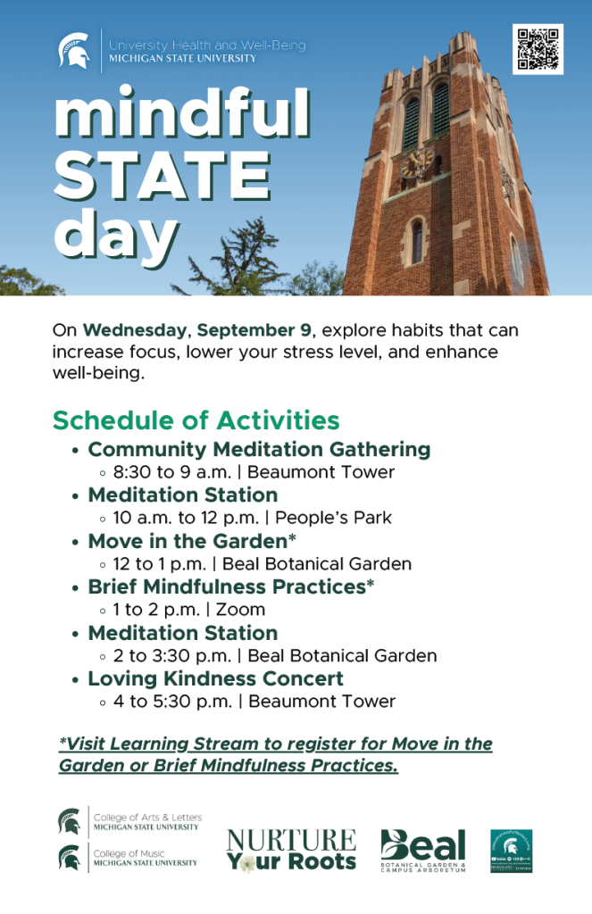 Flyer promoting a series of mindful state day events on September 9, 2026